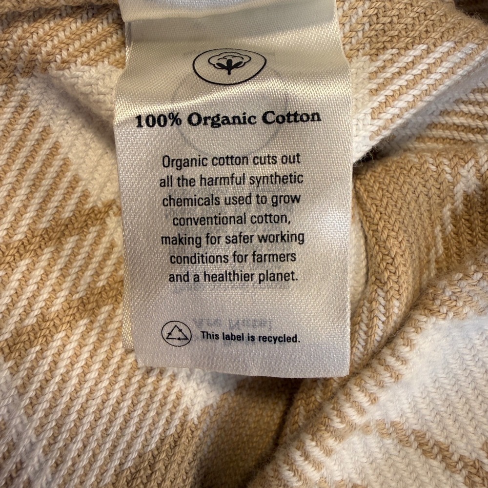 Outerknown Blanket Shirt Mens‎ Small Tan White Plaid Organic Cotton Button Down - Picture 8 of 9